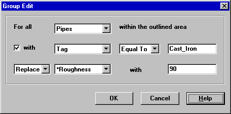 Group Edit Dialog Window in EPANET