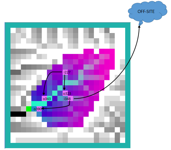 An example watershed annotated with drains data