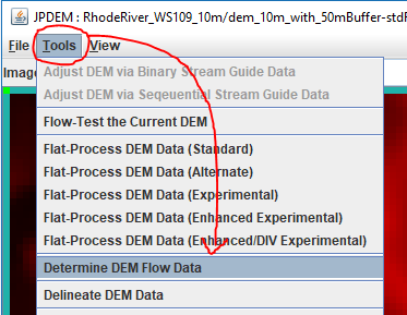 JPDEM Flow Data menu item