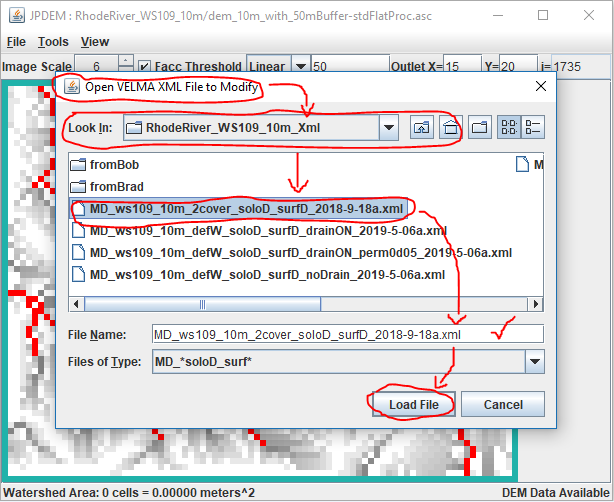 Open VELMA source file dialog