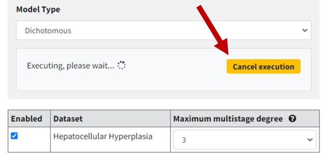 UI showing \"executing\" feedback, with a Cancel execution button