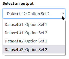 Picklist showing four output results for selection