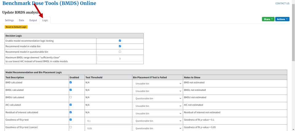 Logic tab is highlighted