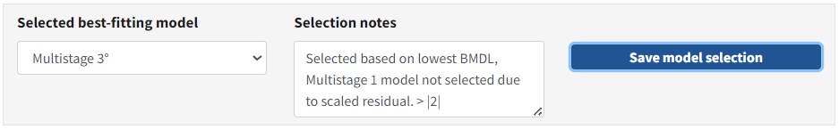 Selection notes field with text