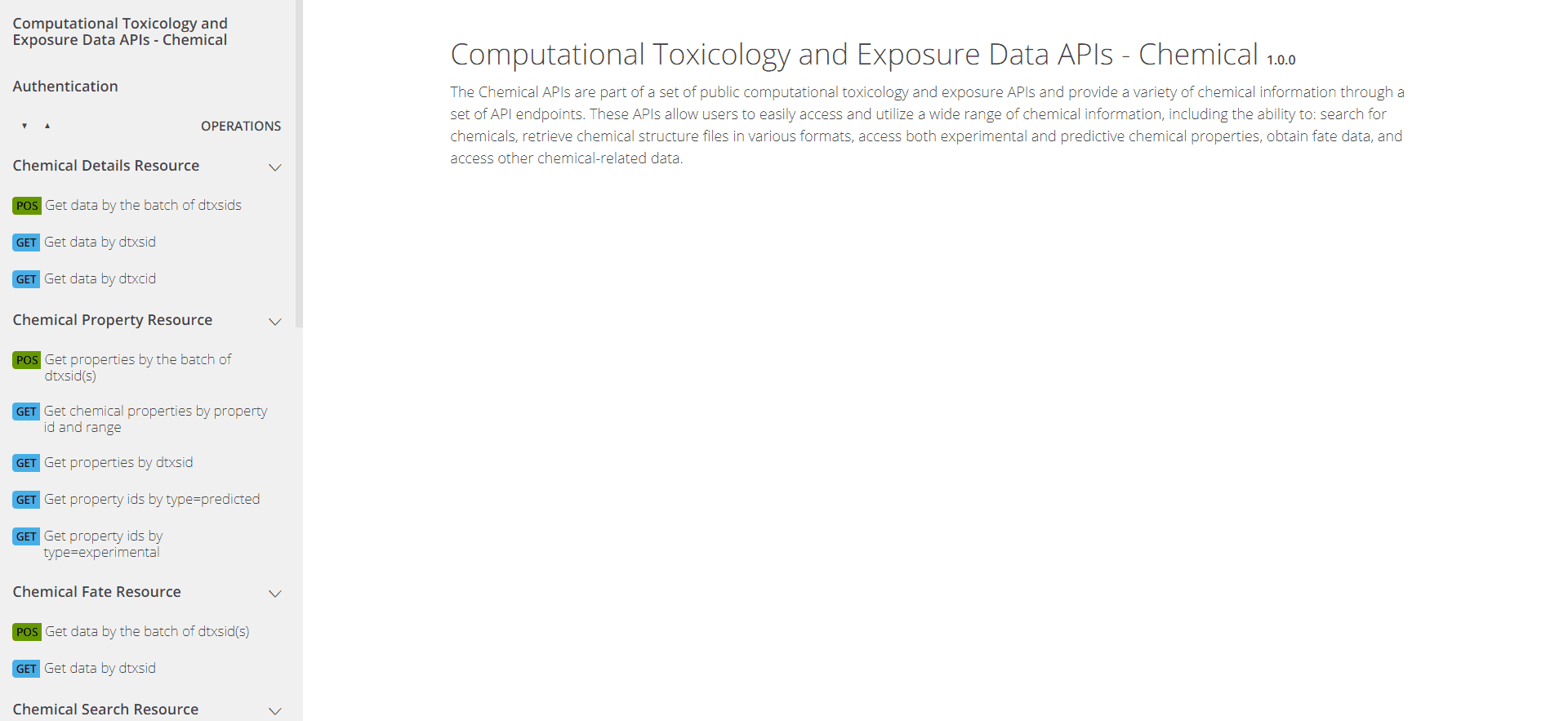 Figure 4: CTX API Chemical Endpoints