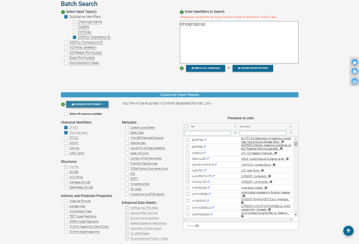 Figure 3: CCD Batch Search Customized Export