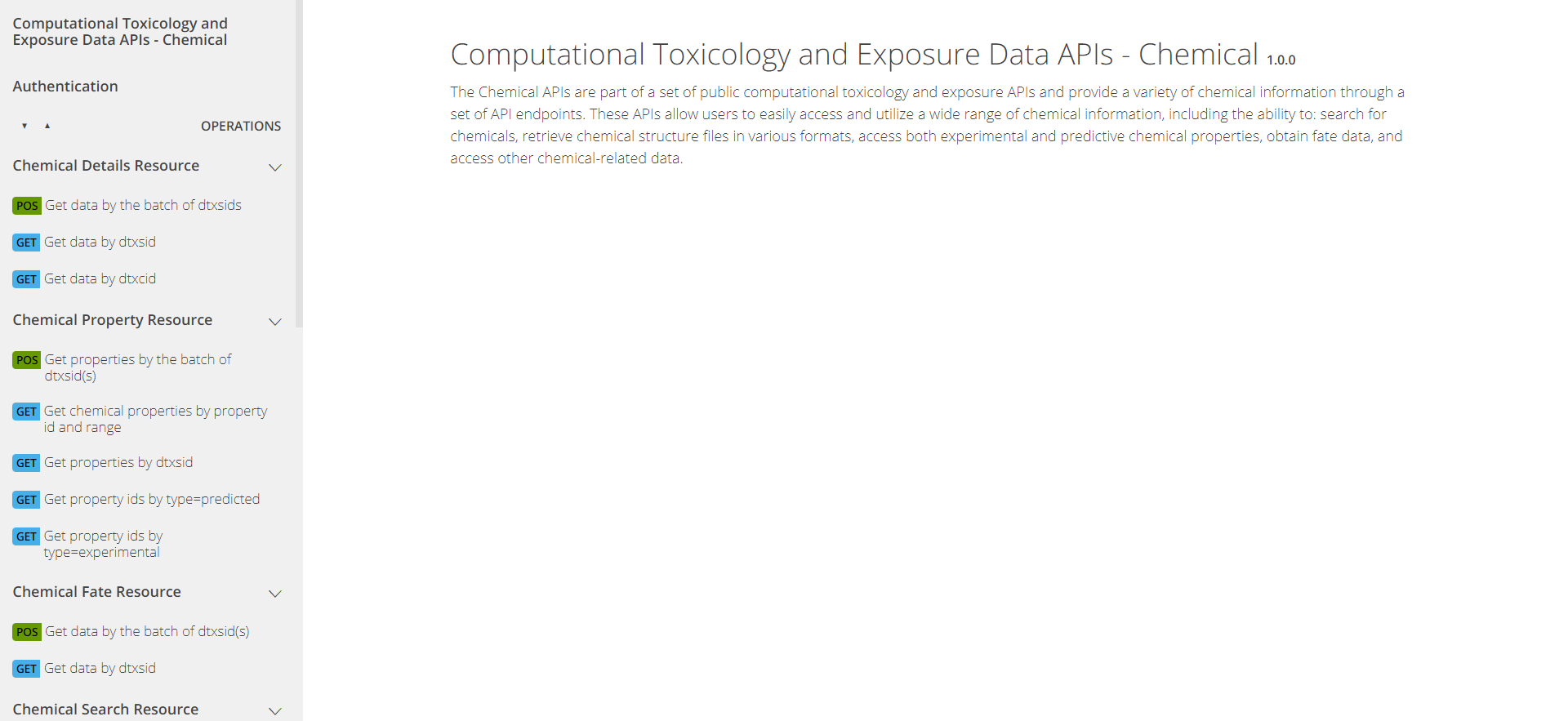 Figure 4: CTX API Chemical Endpoints